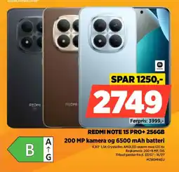 Power Redmi Redmi NOTE 15 PRO+ 256GB 200 MP kamera og 6500 mAh batteri tilbud