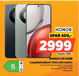 Power Honor MAGIC8 LITE 512GB Langtidsholdbart 7500 mAh batteri tilbud