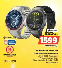 Power Huawei WATCH GT 5 Pro 46 mm, sort Til din livsstil og træningsbehov tilbud