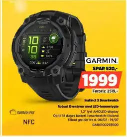 Power Garmin Instinct 3 Smartwatch Robust Eventyrur med LED-lommelygte tilbud