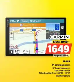 Power GARMIN Bil-GPS 8" berøringsskærm tilbud