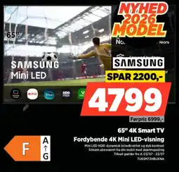 Power SAMSUNG 65" 4K Smart TV Fordybende 4K Mini LED-visning tilbud