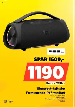 Power FEEL Bluetooth-højttaler Fremragende IPX7-vandtæt tilbud