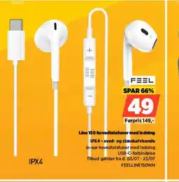 Power FEEL Line 150 hovedtelefoner med ledning IPX4-sved- og stænkafvisende tilbud