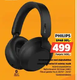 Power PHILIPS Hoved telefoner med støjreduktion Udskiftelig batteri til endeløs musik tilbud