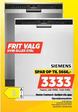 Power SIEMENS Home Connect -betjen via app Opvaskemaskine tilbud