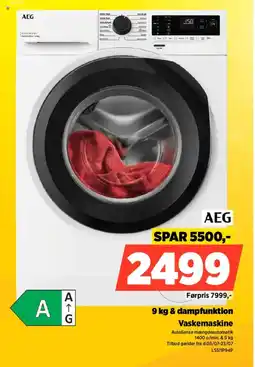 Power AEG & dampfunktion Vaskemaskine tilbud