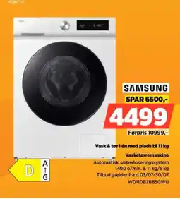 Power SAMSUNG Vask & tør i én med plads til Vasketørremaskine tilbud
