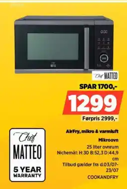 Power Chef matteo AirFry, mikro & varmluft Mikroovn tilbud