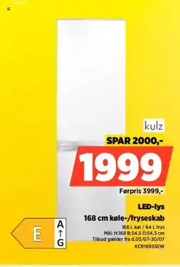 Power kulz LED-lys køle-/fryseskab tilbud