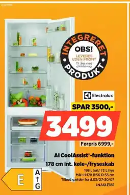 Power Electrolux Al CoolAssist-funktion 178 cm int. køle-/fryseskab tilbud