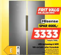 Power Hisense LED-belysning & WiFi køle- eller fryseskab tilbud