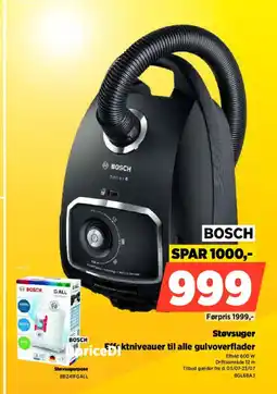Power BOSCH Støvsuge Effekt 600 W Driftsområde 12 m tilbud