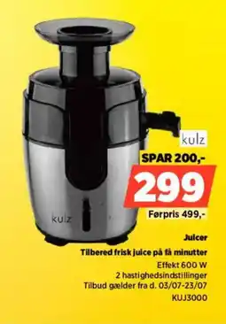 Power kulz Juicer Tilbered frisk juice på få minutter tilbud
