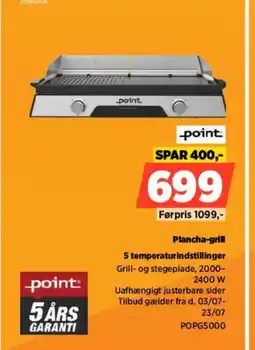 Power point Plancha-grill 5 temperaturindstillinger tilbud