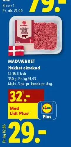 Lidl MADVÆRKET Hakket oksekød tilbud