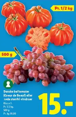 Lidl Danske bøftomater eller stenfri vindruer tilbud