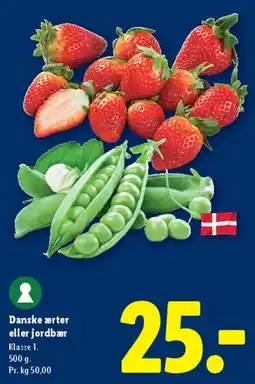 Lidl Danske ærter eller jordbær tilbud