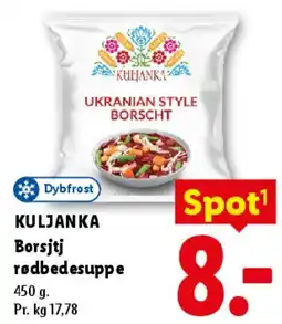 Lidl KULJANKA Borsjtj / rødbedesuppe (Ukrainian style borscht) tilbud