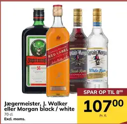 Dagrofa S-Engros Jægermeister, J. Walker eller Morgan black/white tilbud