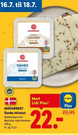 Lidl MADVÆRKET Danbo skiveost, App-pris tilbud