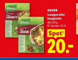 Lidl KNORR Lasagne eller lasagnette tilbud