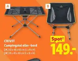 Lidl CRIVIT Campingstol eller -bord tilbud