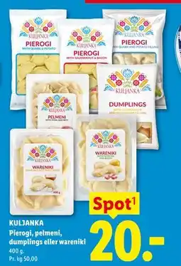 Lidl KULJANKA Pierogi, pelmeni, dumplings eller wareniki tilbud
