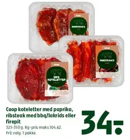 Coop 365 Coop koteletter / ribstek (marinerede varianter) tilbud