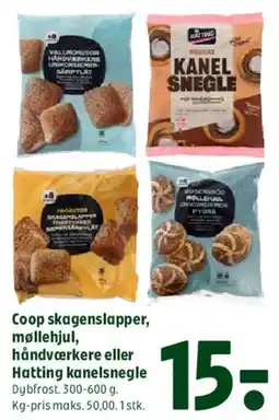 Coop 365 Coop skagenslapper / møllehjul / håndværkere / Hatting kanelsnegle tilbud