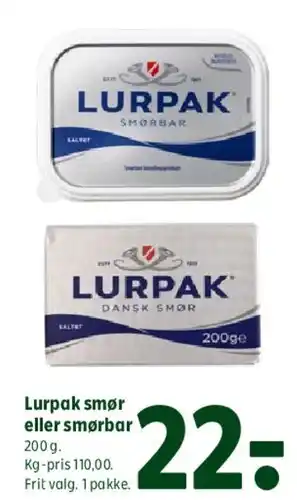 Coop 365 Lurpak smør eller smørbar tilbud