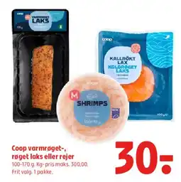 Coop 365 Coop varmrøget-/røget laks eller rejer tilbud