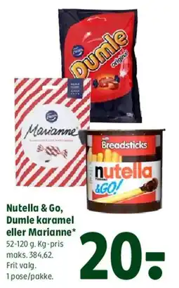 Coop 365 Nutella & Go, Dumle karamell eller Marianne tilbud