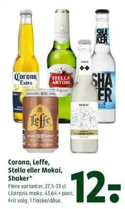 Coop 365 Corona, Leffe, Stella eller Mokai, Shaker tilbud