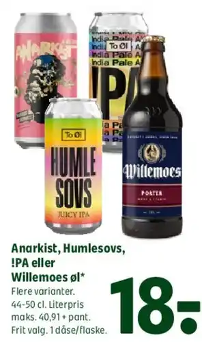 Coop 365 Anarkist, Humlesovs, IPA eller Willemoes øl tilbud