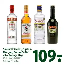Coop 365 Smirnoff Vodka, Captain Morgan, Gordon's Gin eller Baileys Likør tilbud