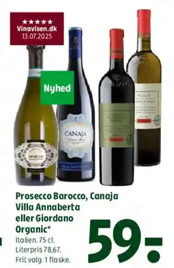 Coop 365 Prosecco Barocco, Canaja Villa Annaberta eller Giordano Organic tilbud