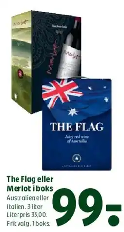 Coop 365 The Flag eller Merlot i boks tilbud