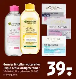 Coop 365 Garnier Micellar water eller L'Oréal Triple Active ansigtscreme tilbud