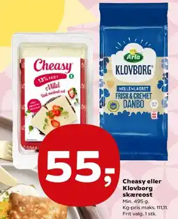 SuperBrugsen Cheasy eller Klovborg skæreost tilbud