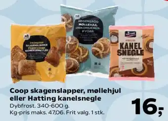 SuperBrugsen Coop skagenslapper, møllehjul eller Hatting kanelsnegle tilbud