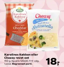 SuperBrugsen Karolines Køkken eller Cheasy revet ost tilbud