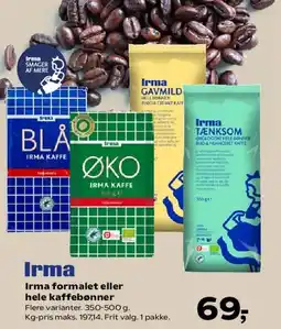 Kvickly Irma formalet eller hele kaffebønner tilbud