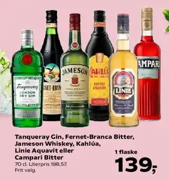 Tanqueray Gin, Fernet-Branca Bitter, Jameson m.fl.