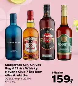 Kvickly Skagerrak Gin, Chivas, Havana Club eller Arnbitter tilbud