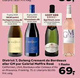 Kvickly District 7, Dulong Crémant de Bordeaux eller GM par Gabriel Meffre Rosé tilbud