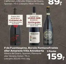 Kvickly F de Fuentespina, Barolo Fontanafredda eller Amarone Villa Annaberta tilbud