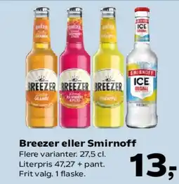Kvickly Breezer eller Smirnoff tilbud