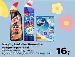 Kvickly Harpic, Bref eller Domestos rengøringsmiddel tilbud