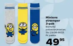 Kvickly Minions strømper 3-pak tilbud